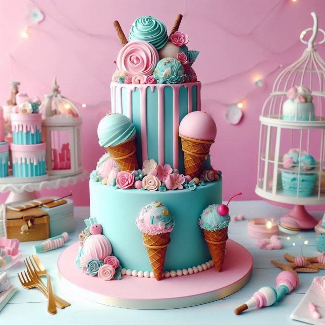 PINK & BLAUER KREATHEMATISCHER KINDERGEBURTSTAG CA KARTE (Von Creator hochgeladen)