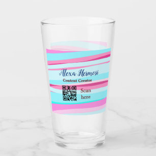 Pink-blauer Ombre-Name Beruf QR-Code Titel Glas