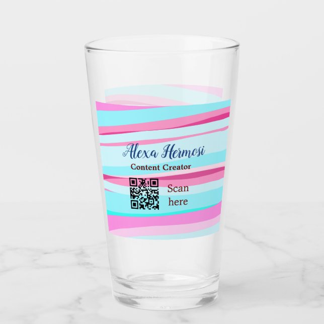 Pink-blauer Ombre-Name Beruf QR-Code Titel Glas (Vorderseite)