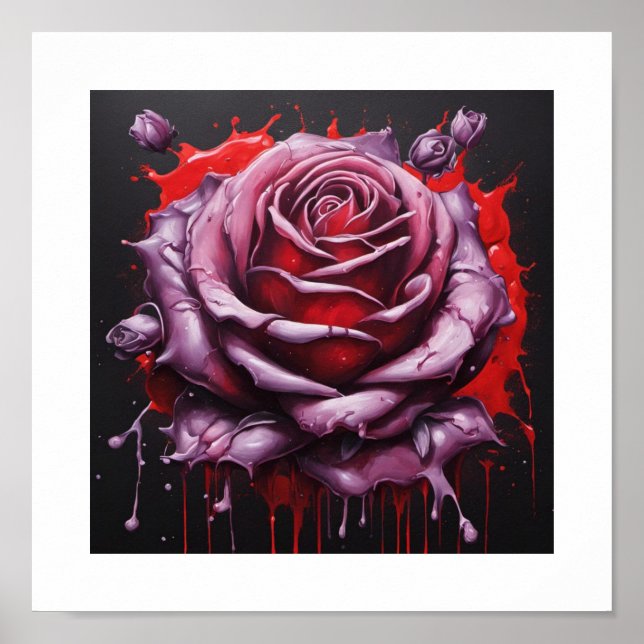 Pink Blood Moon Rose Poster (Vorne)
