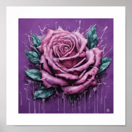 Pink Blood Moon Rose Poster