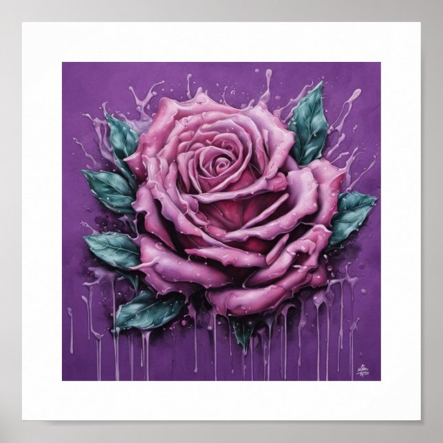 Pink Blood Moon Rose Poster (Vorne)