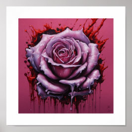 Pink Blood Moon Rose Poster