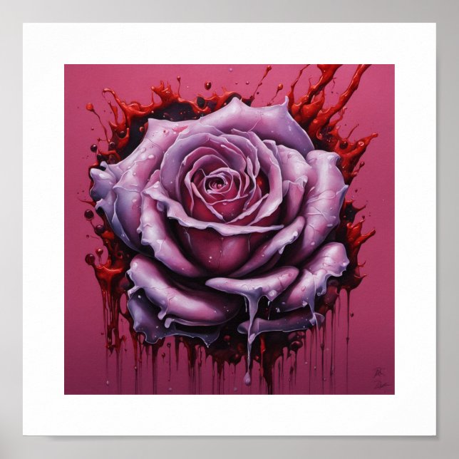 Pink Blood Moon Rose Poster (Vorne)