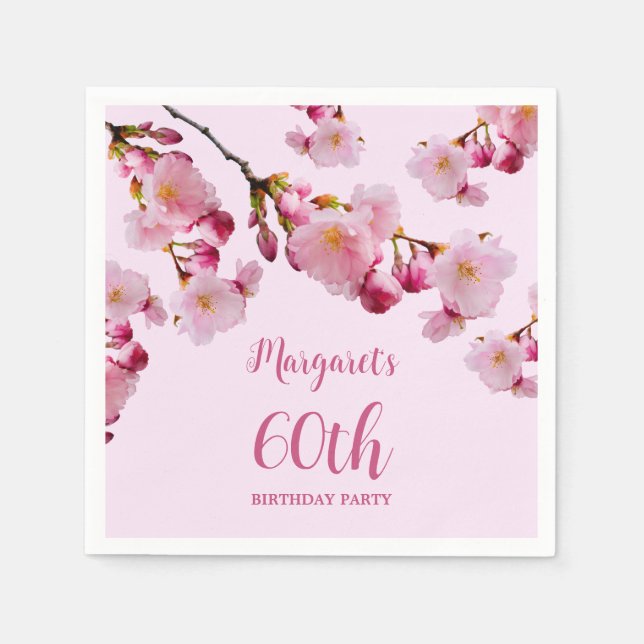 Pink Bloom Cherry Blossom Sakura Blume Geburtstag Serviette (Vorderseite)