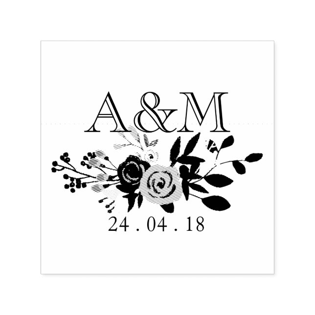 Pink Bloom Wedding Monogram Permastempel (Design)