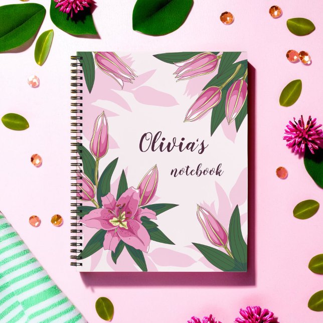 Pink Blooming Lily Notebook Notizbuch (Pink Blooming Lily Notebook)