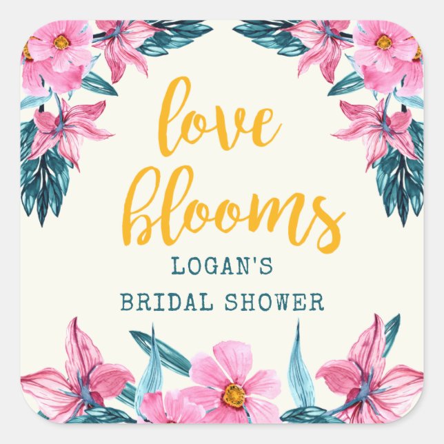 Pink Blooms Brautparty Sticker (Vorderseite)