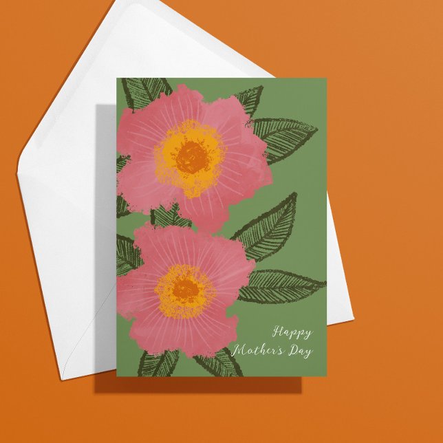 Pink Blooms Modern Mother's Day Card Dankeskarte (Von Creator hochgeladen)