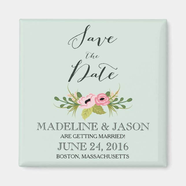 Pink Blooms Save the Date Magnet (Vorne)