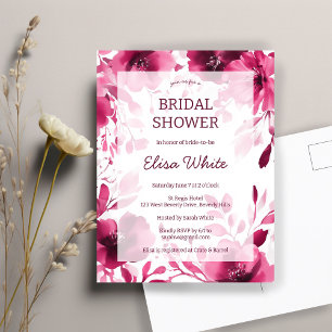 Pink Blooms Watercolor Brautparty CUSTOM Postkarte