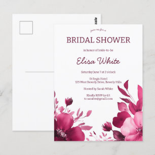 Pink Blooms Watercolor Brautparty CUSTOM Postkarte