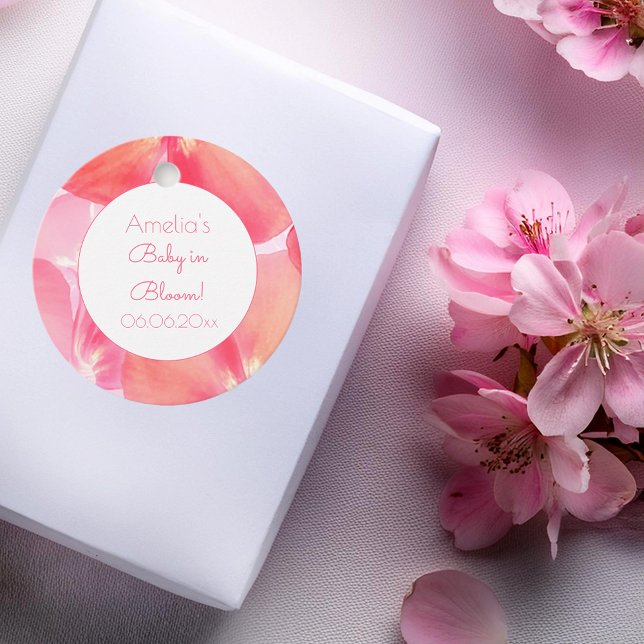 Pink Blossom Baby in Bloom Baby Dusche Geschenkanhänger (Von Creator hochgeladen)