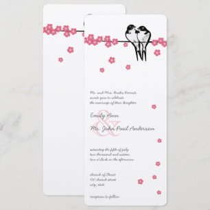 Pink Blossom Bezauberter Wald Chickadee Hochzeit Einladung