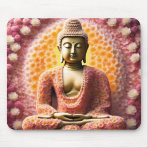Pink Blossom Blume Buddha Meditation Mousepad