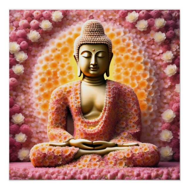 Pink Blossom Blume Buddha Meditation Poster (Vorderseite)