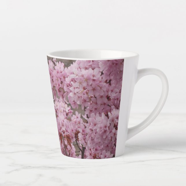 Pink Blossom Blume Muster Latte Tasse (Rechts)