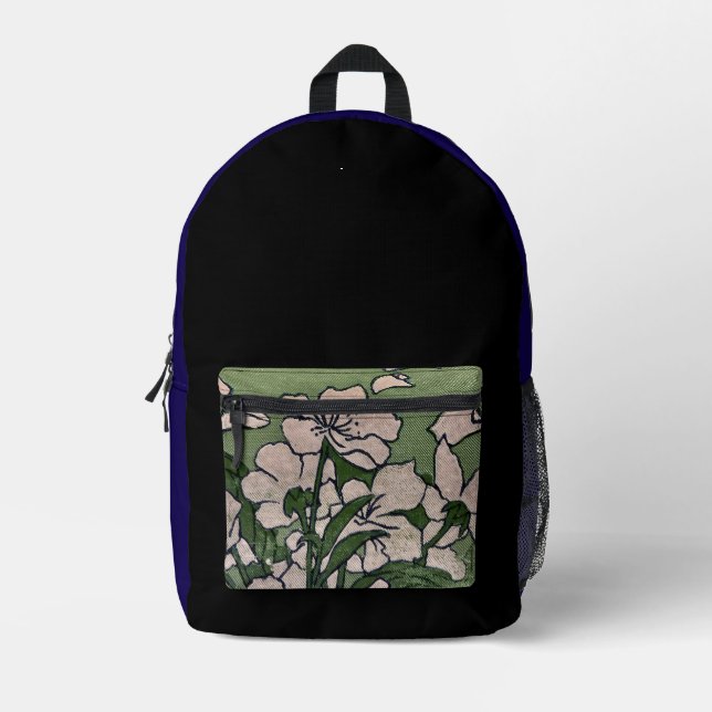 Pink Blossom Cascade Bedruckter Rucksack (Vorderseite)
