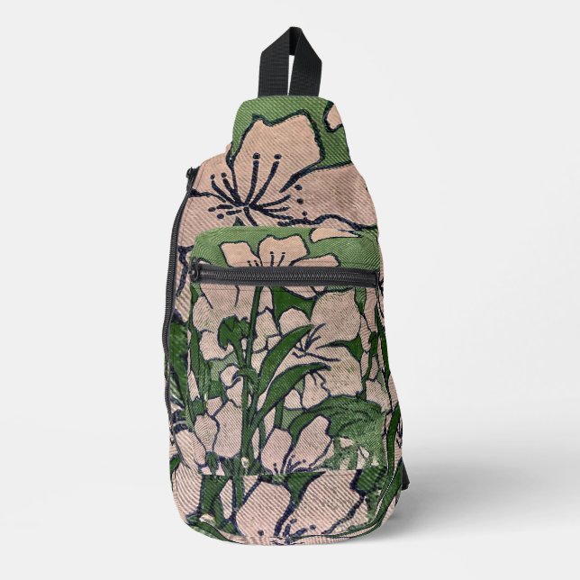 Pink Blossom Cascade  Crossbody Bag (Vorderseite)