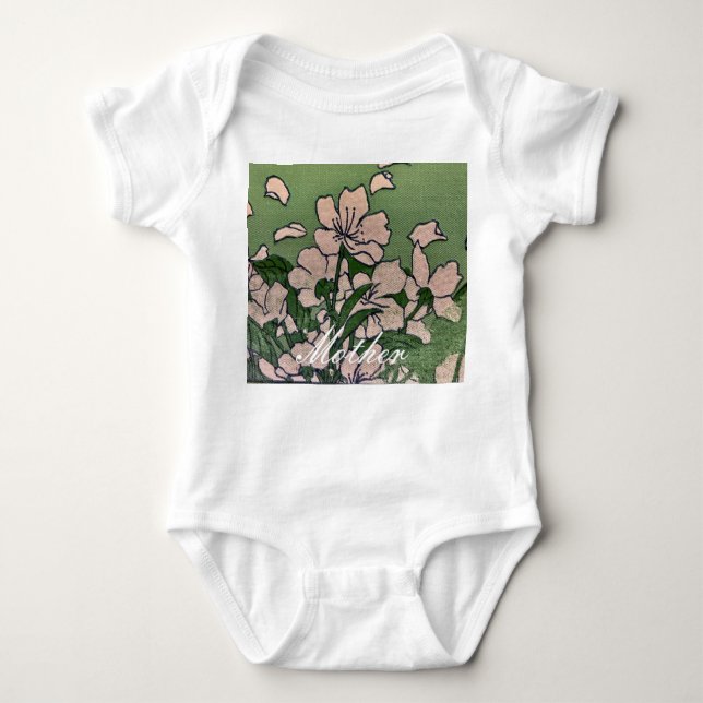 Pink Blossom Green Baby Strampler (Vorderseite)