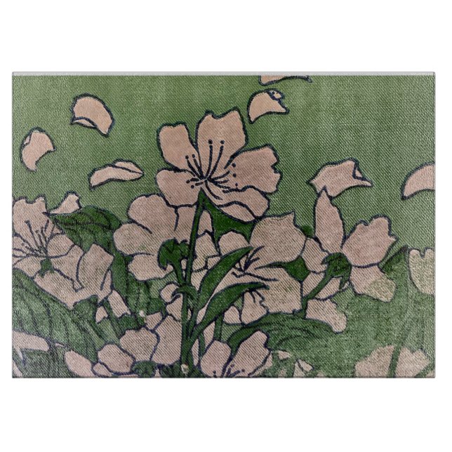 Pink Blossom Green Cutting Board Schneidebrett (Vorderseite)