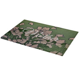 Pink Blossom Green Cutting Board Schneidebrett