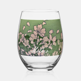 Pink Blossom Green Weinglas Ohne Stiel