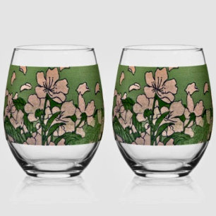 Pink Blossom Green Weinglas Ohne Stiel