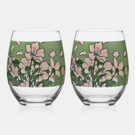 Pink Blossom Green  Weinglas Ohne Stiel