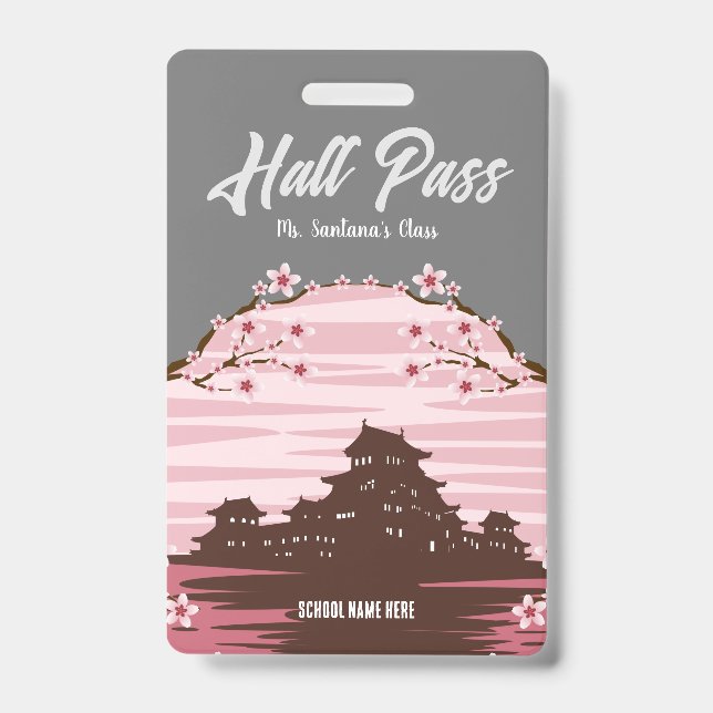 Pink Blossom Hall Pass Abzeichen Ausweis (Vorderseite)