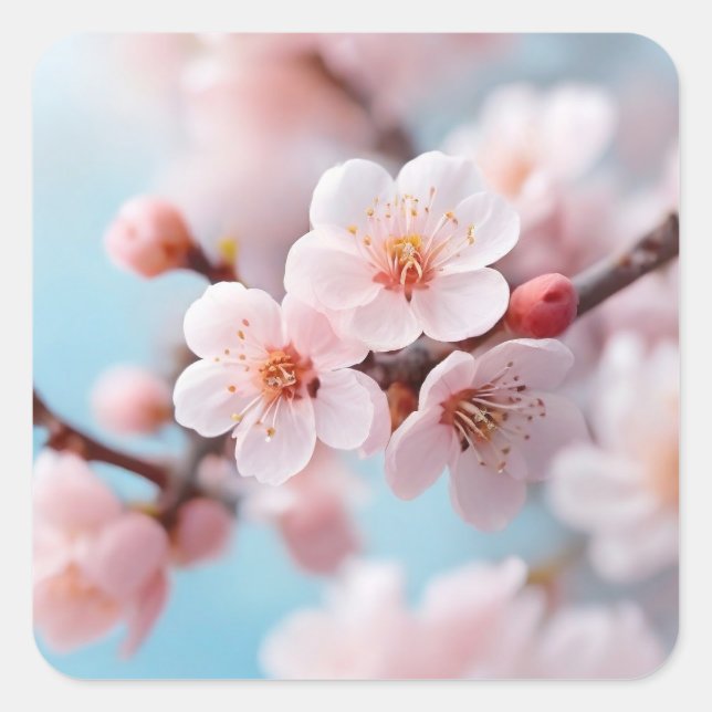Pink Blossom Magie Quadratischer Aufkleber (Vorderseite)