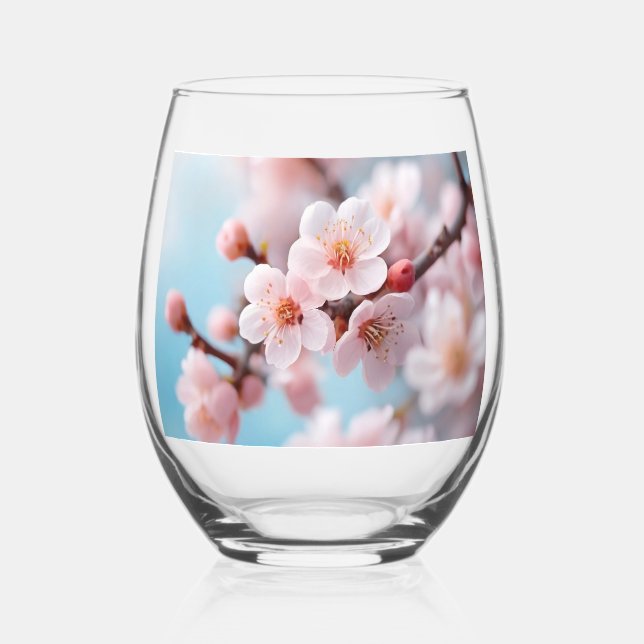 Pink Blossom Magie Weinglas Ohne Stiel (Vorderseite)