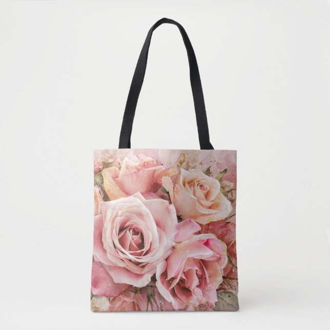 Pink Blossom Rose Aquarellmalerei #2 Tasche (Vorderseite)