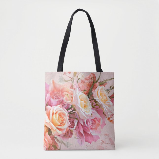 Pink Blossom Rose Aquarellmalerei #3 Tasche (Vorderseite)