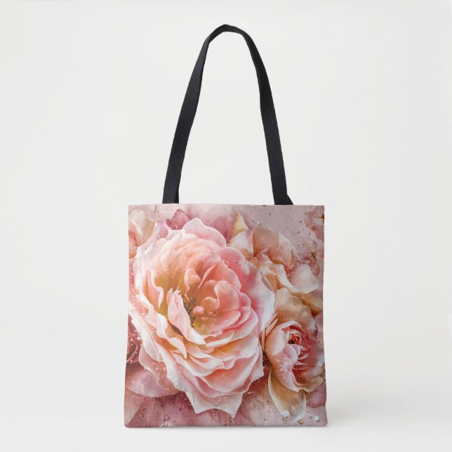 Pink Blossom Rose Aquarellmalerei #4 Tasche (Vorderseite)