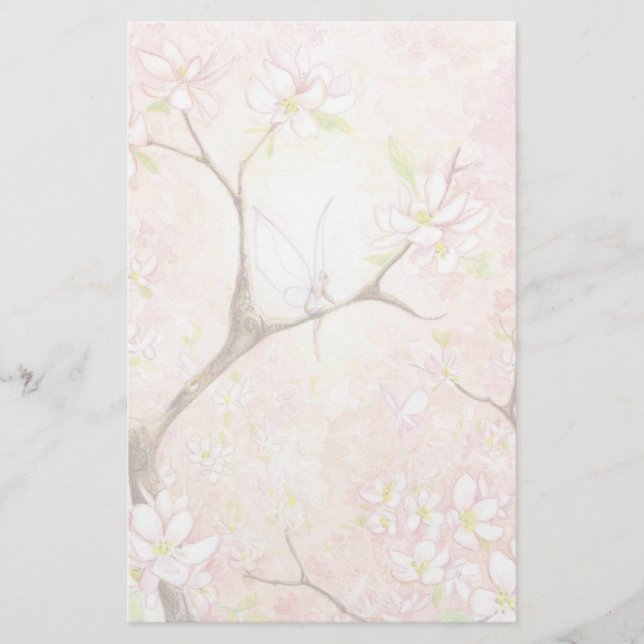 "Pink Blossom View" Stationery Briefpapier (Vorderseite)