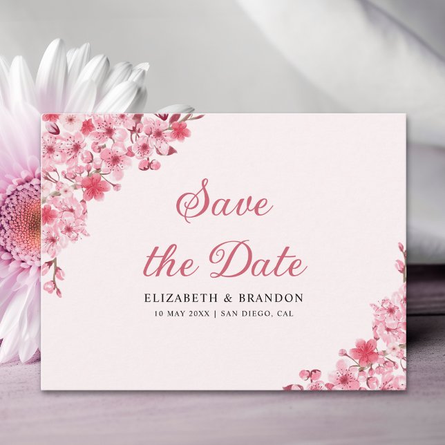 Pink Blossom Wedding – Elegant Sakura Flowers Postkarte (Von Creator hochgeladen)