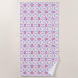 Pink, blue and white geometric patterned  strandtuch