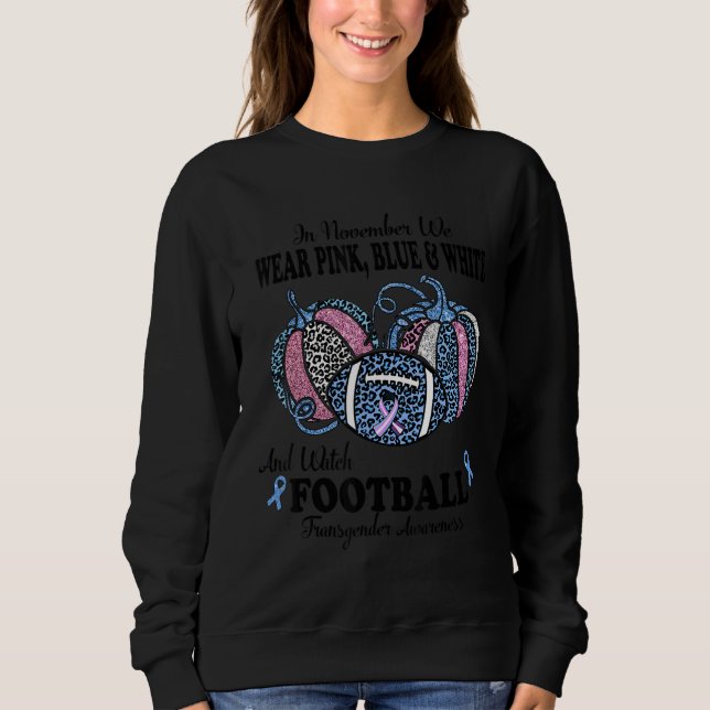 Pink Blue and White Leopard Football Transgender A Sweatshirt (Vorderseite)