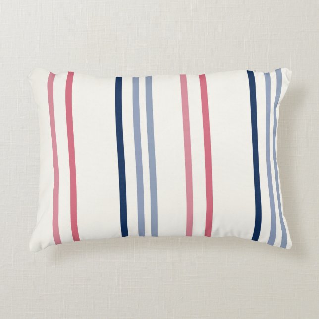 Pink blue and white stripes dekokissen (Vorderseite)