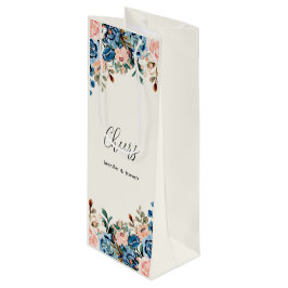 Pink & Blue Aquarellfarben Blume Cheers! Geschenktüte Für Weinflaschen