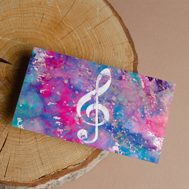 Pink Blue Aquarellfarben Musiknote Treble Clef (Pink Blue Watercolor Paint Music Note Treble Clef )