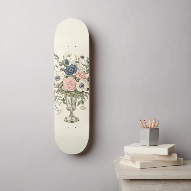 Pink Blue Aquarellfarben Musiknote Treble Clef Skateboard (Wandkunst)