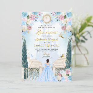 Pink & Blue Aschenputella Princess Fairy Quinceane Einladung