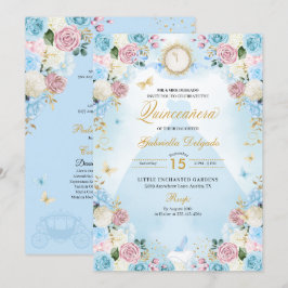 Pink & Blue Aschenputtel Princess Dress Quinceaner Einladung
