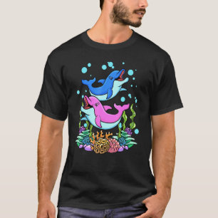 Pink Blue Baby Dolphins Beach Sommerurlaub T-Shirt