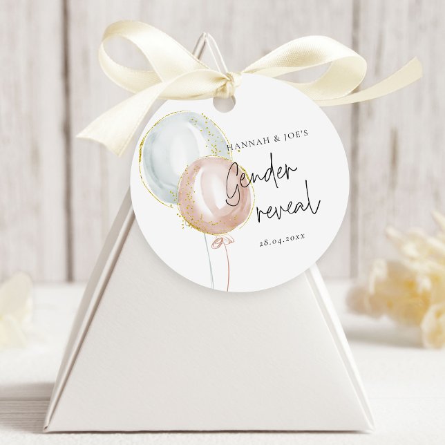 Pink & Blue Balloon Gender Reveal Bevorzugung Part Geschenkanhänger (Von Creator hochgeladen)