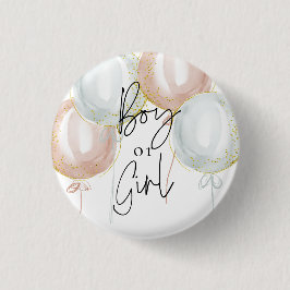 Pink & Blue Balloon Gender Reveal Junge oder Mädch Button
