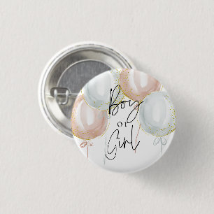 Pink & Blue Balloon Gender Reveal Junge oder Mädch Button