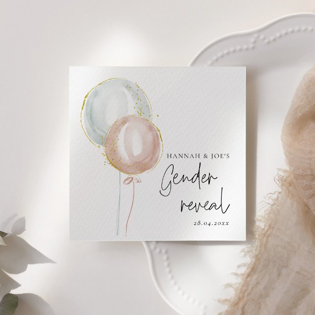 Pink & Blue Balloon Gender Reveal Team Boy Serviette (Von Creator hochgeladen)